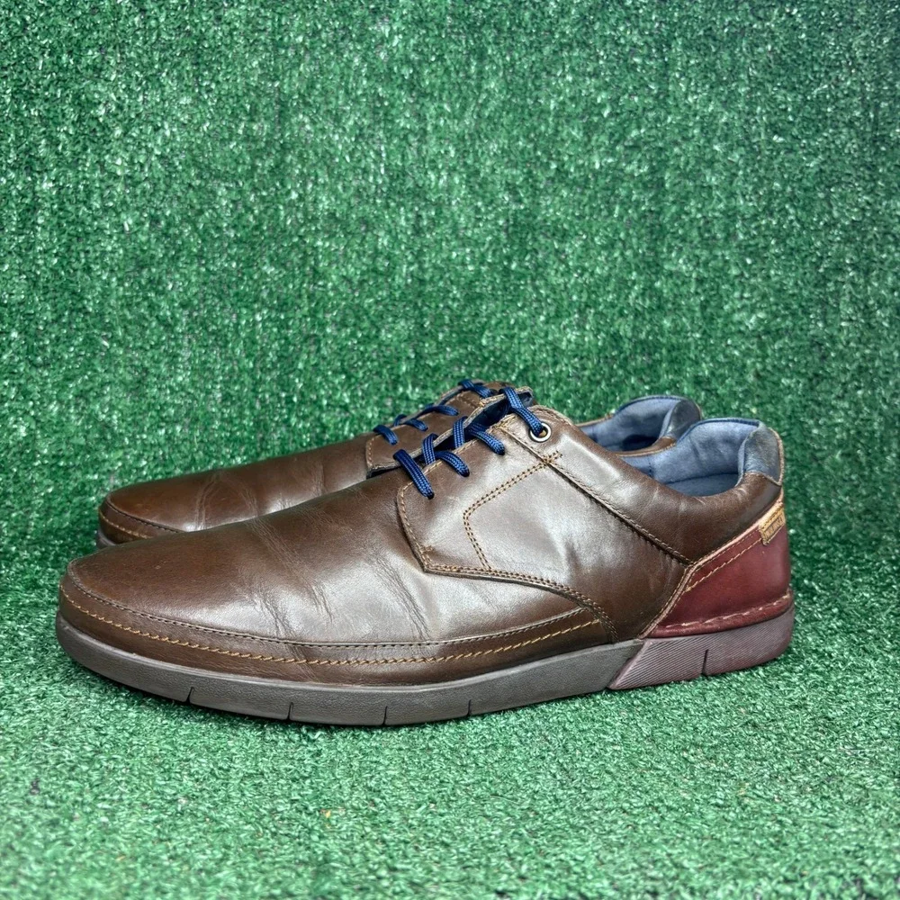 Pikolinos Leather Two Tone Heel Lace Up Casual Comfort Derby Brown Mens 12.5-13